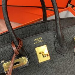 Hermes Togo Leather Gold Hardware Birkin 30 Bag with Twilly Scarf replica