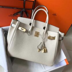 Hermes Togo Leather Gold Hardware Birkin 30 Bag with Twilly Scarf replica