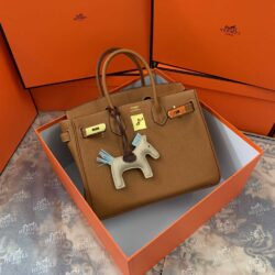 Hermes Togo Leather Gold Hardware Birkin 30 Bag with Twilly Scarf replica