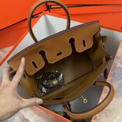 Hermes Togo Leather Gold Hardware Birkin 30 Bag with Twilly Scarf replica