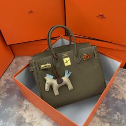 Hermes Togo Leather Gold Hardware Birkin 30 Bag with Twilly Scarf replica