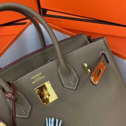 Hermes Togo Leather Gold Hardware Birkin 30 Bag with Twilly Scarf replica