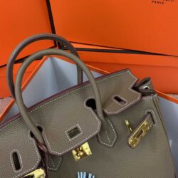 Hermes Togo Leather Gold Hardware Birkin 30 Bag with Twilly Scarf replica