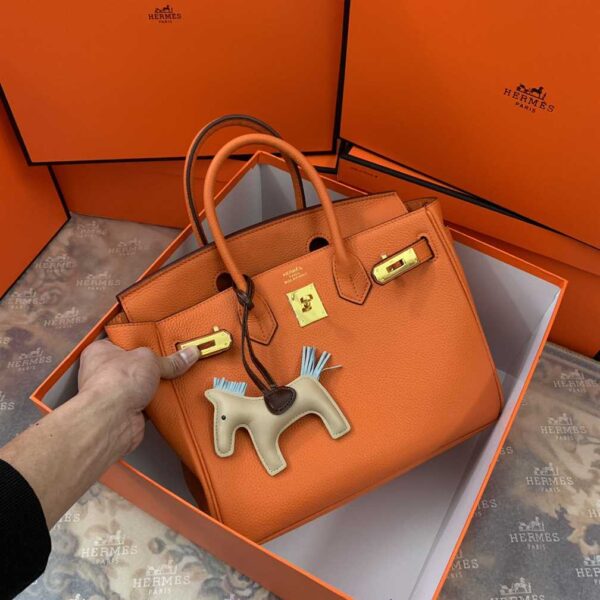 Hermes Togo Leather Gold Hardware Birkin 30 Bag with Twilly Scarf replica