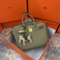 Hermes Togo Leather Gold Hardware Birkin 30 Bag with Twilly Scarf replica