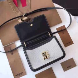 Burberry small two-tone canvas and leather TB bag replica