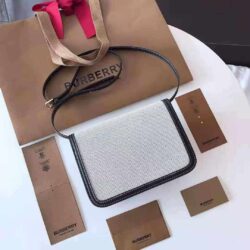 Burberry small two-tone canvas and leather TB bag replica