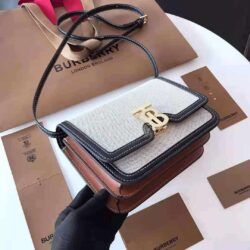 Burberry small two-tone canvas and leather TB bag replica