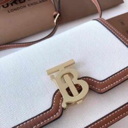 Burberry small two-tone canvas and leather TB bag replica