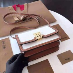 Burberry small two-tone canvas and leather TB bag replica