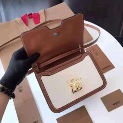 Burberry small two-tone canvas and leather TB bag replica