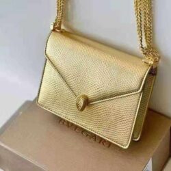 Bvlgari Serpenti Forever leather Gold shoulder bag replica