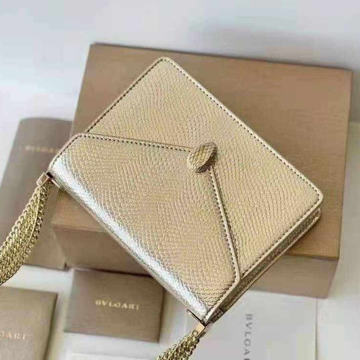 Bvlgari Serpenti Forever leather Gold shoulder bag replica