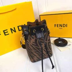 Fendi Mon Tresor Shoulder Bag Small in Coated Canvas with Gold-tone replica