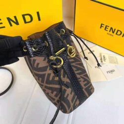 Fendi Mon Tresor Shoulder Bag Small in Coated Canvas with Gold-tone replica