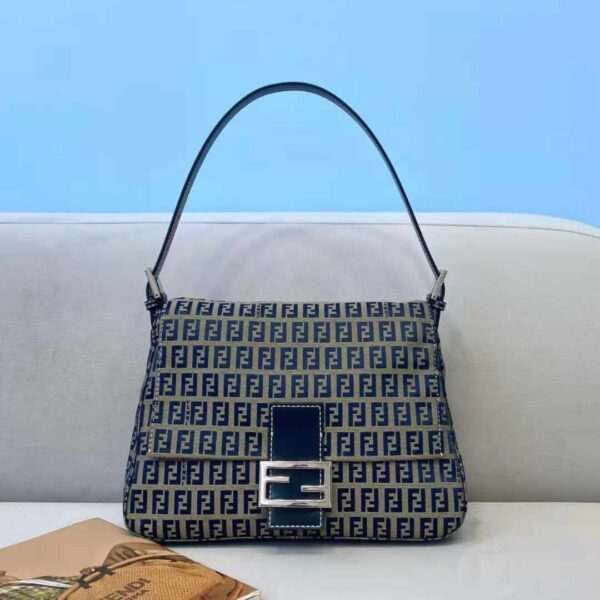 Fendi Zucca Baguette Canvas Mamma Blue replica