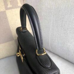 Hermes Kelly 25 Retourne Noir (Black) Togo Gold replica