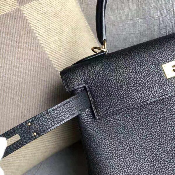 Hermes Kelly 25 Retourne Noir (Black) Togo Gold replica