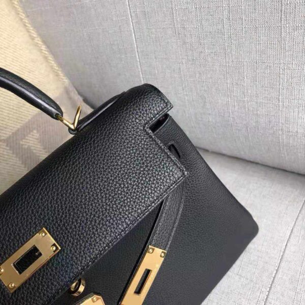 Hermes Kelly 25 Retourne Noir (Black) Togo Gold replica