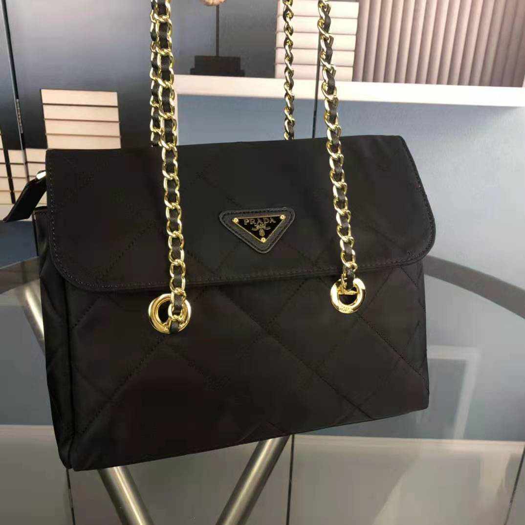 Prada Black Quilted Nylon Vintage Shoulder Bag replica