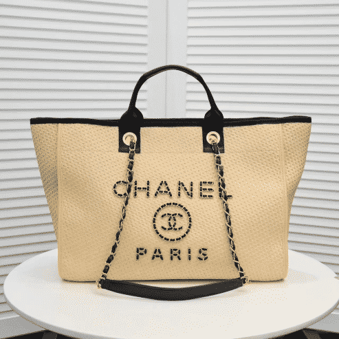 Chanel Straw Raffia Chain Small Deauville Raffia Tote replica