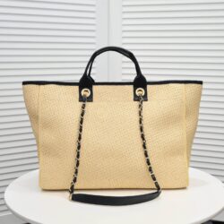 Chanel Straw Raffia Chain Small Deauville Raffia Tote replica