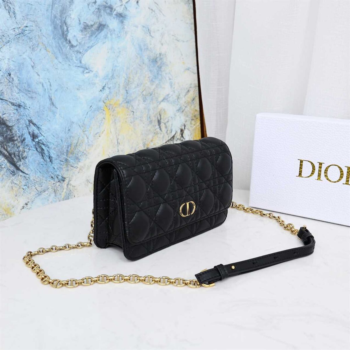 Dior Caro Belt Pouch With Chain replica