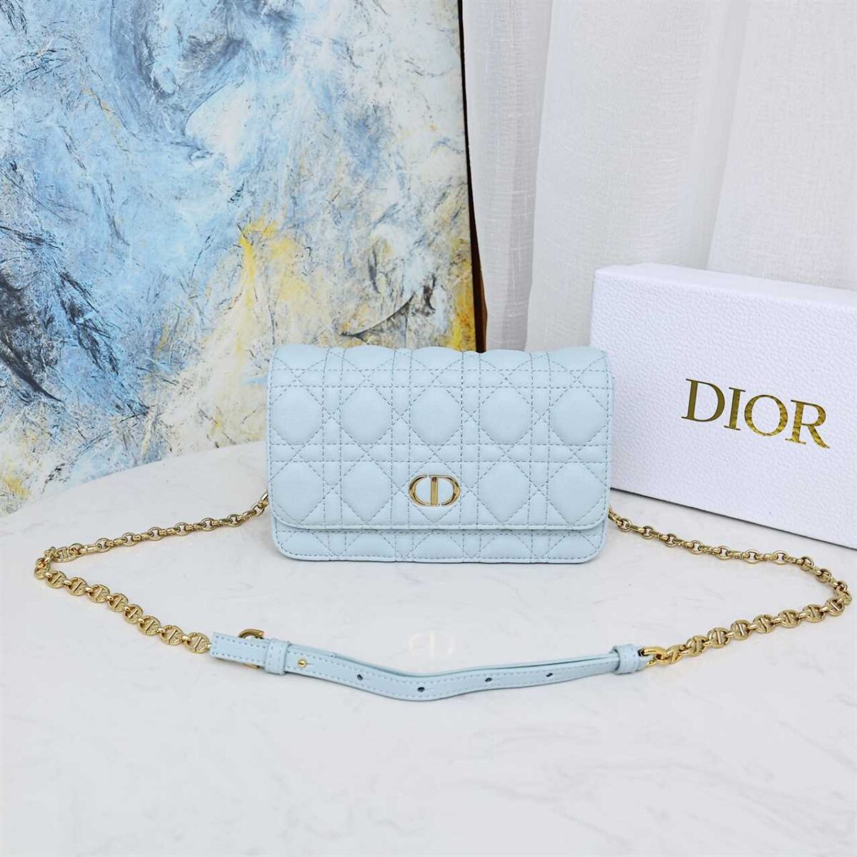 Dior Caro Belt Pouch With Chain replica