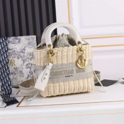 Dior MEDIUM LADY BAG Natural Wicker replica