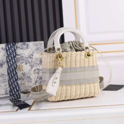 Dior MEDIUM LADY BAG Natural Wicker replica