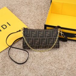 FENDI Zucca Spalmati Pochette Tobacco