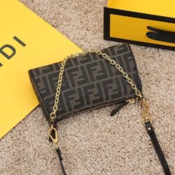 FENDI Zucca Spalmati Pochette Tobacco