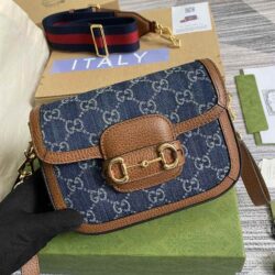 Gucci Horsebit 1955 GG Jacquard Denim Mini Bag