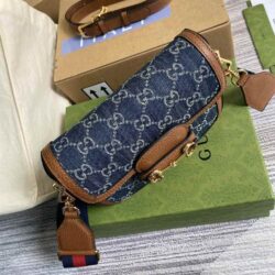 Gucci Horsebit 1955 GG Jacquard Denim Mini Bag