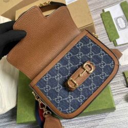 Gucci Horsebit 1955 GG Jacquard Denim Mini Bag