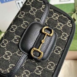 Gucci Horsebit 1955 GG Jacquard Denim Mini Bag