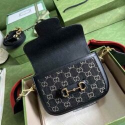 Gucci Horsebit 1955 GG Jacquard Denim Mini Bag