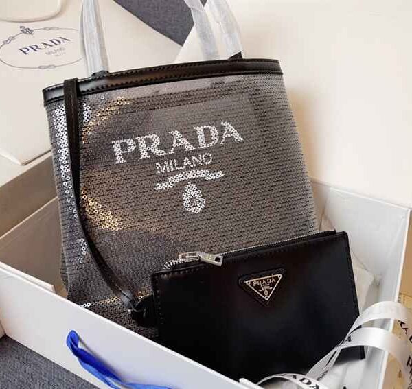 Prada Small Sequined Mesh Tote Bag replica