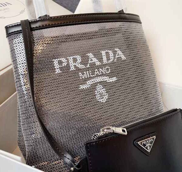 Prada Small Sequined Mesh Tote Bag replica