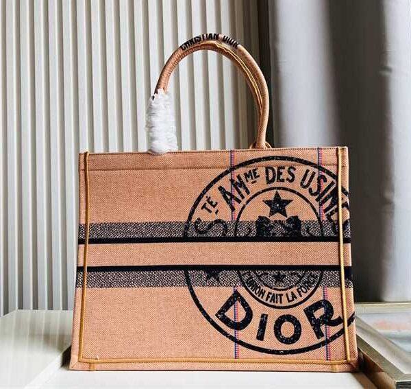 Dior LARGE BOOK TOTE Beige Jute replica