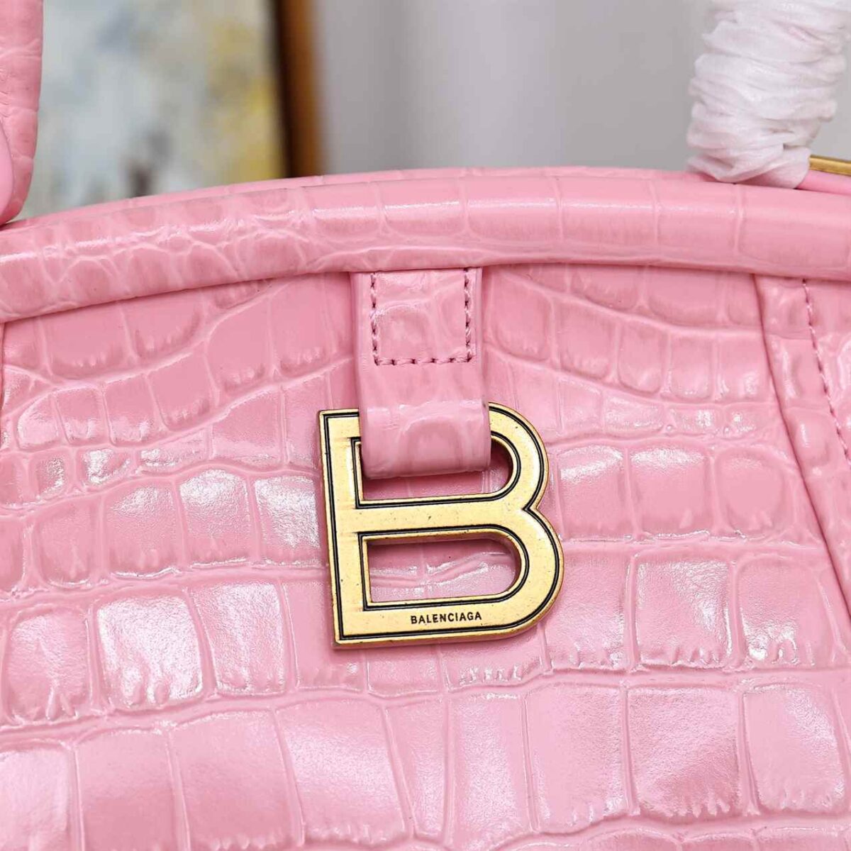 Balenciaga Editor Small Croc-Embossed Leather Bag replica