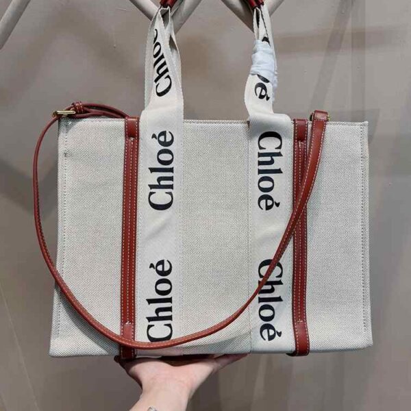 CHLOÉ Woody Medium canvas tote replica