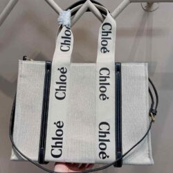 CHLOÉ Woody Medium canvas tote replica