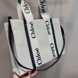 CHLOÉ Woody Medium canvas tote replica