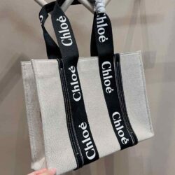 CHLOÉ Woody Medium canvas tote replica