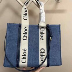 CHLOÉ Woody Medium canvas tote replica