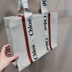 CHLOÉ Woody Medium canvas tote replica