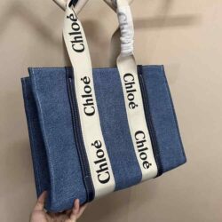 CHLOÉ Woody Medium canvas tote replica