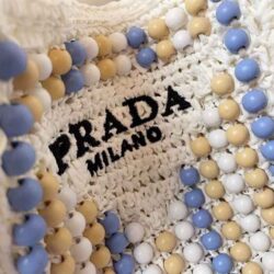 PRADA Raffia Embroidered Wood Tote Bag replica