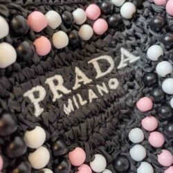 PRADA Raffia Embroidered Wood Tote Bag replica